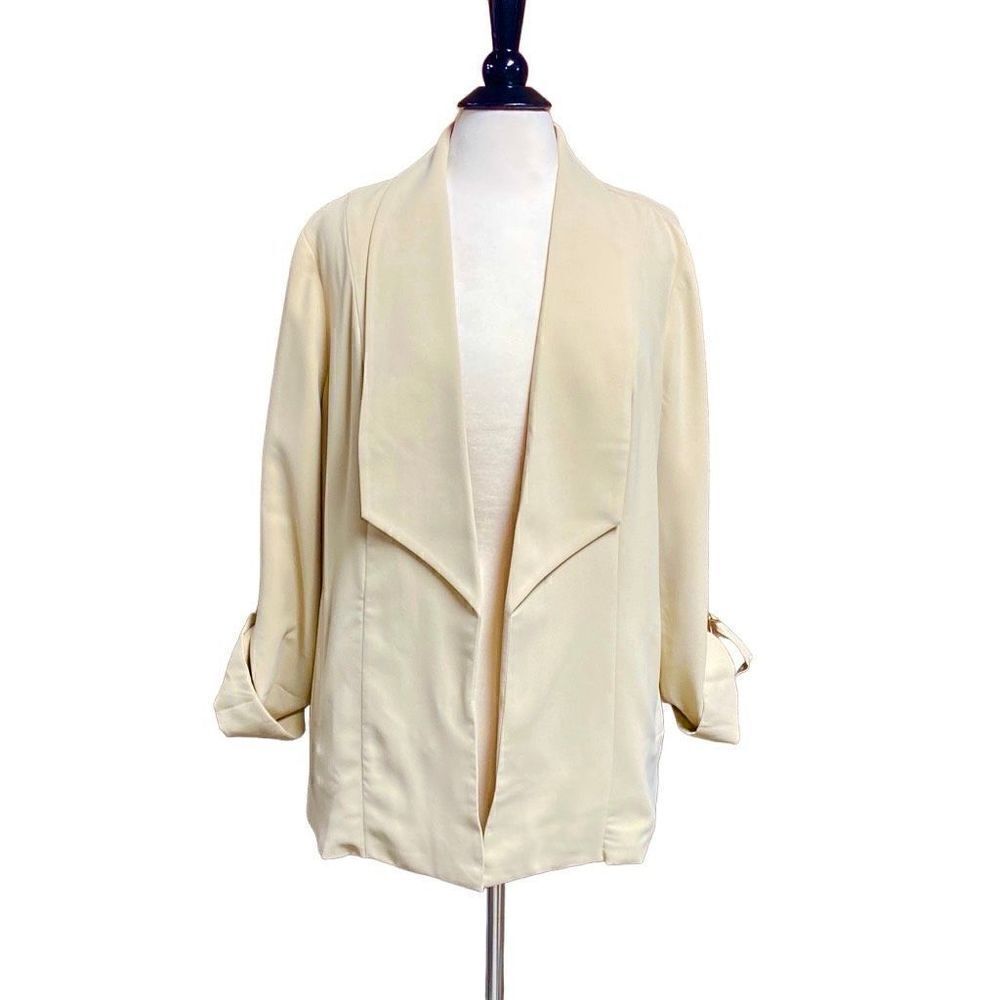 Chico’s Sand Drape Front Soft Jacket Blazer Size 2 NEW